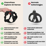 CharmPaws® Explorer Air - Ademend en Verstelbaar Kattenharnas met Looplijn
