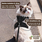 CharmPaws® Explorer Air - Ademend en Verstelbaar Kattenharnas met Looplijn
